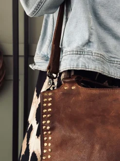 Arbejdstaske med nitter - Vintage cognac