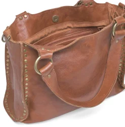 Arbejdstaske med nitter - Vintage cognac