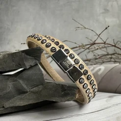 Armbånd Beige m. Swarowski sten