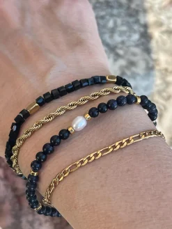 Armbånd Erika black - Sæt med 4 armbånd