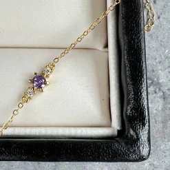 Armbånd Gia m. 3 Zirkoner - Forgyldt sterling sølv