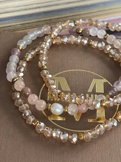 Armbånd Leah Blush/Natur – Sæt med 3 stk