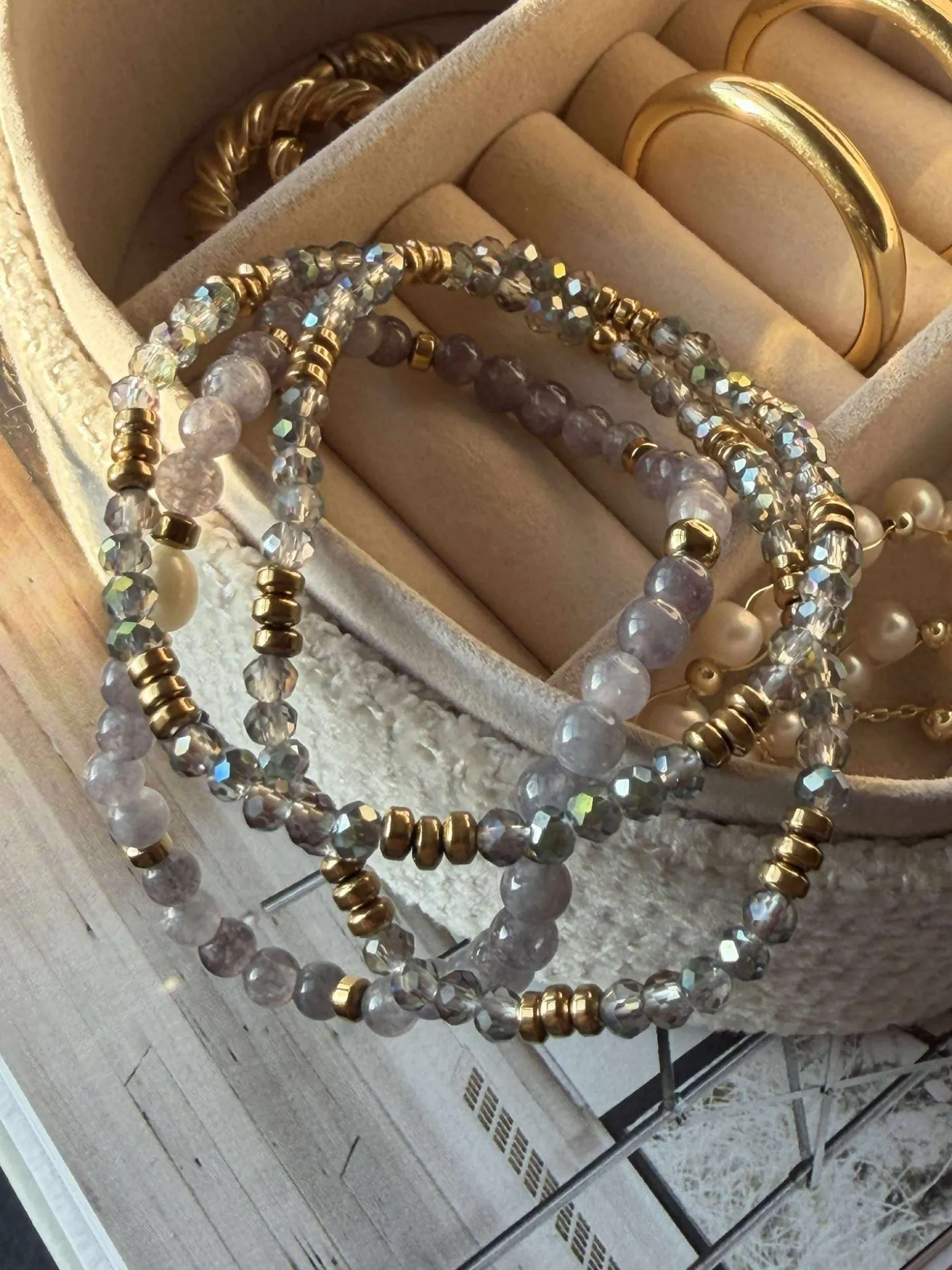 Armbånd Leah Lavendel/Stone – Sæt med 3 stk