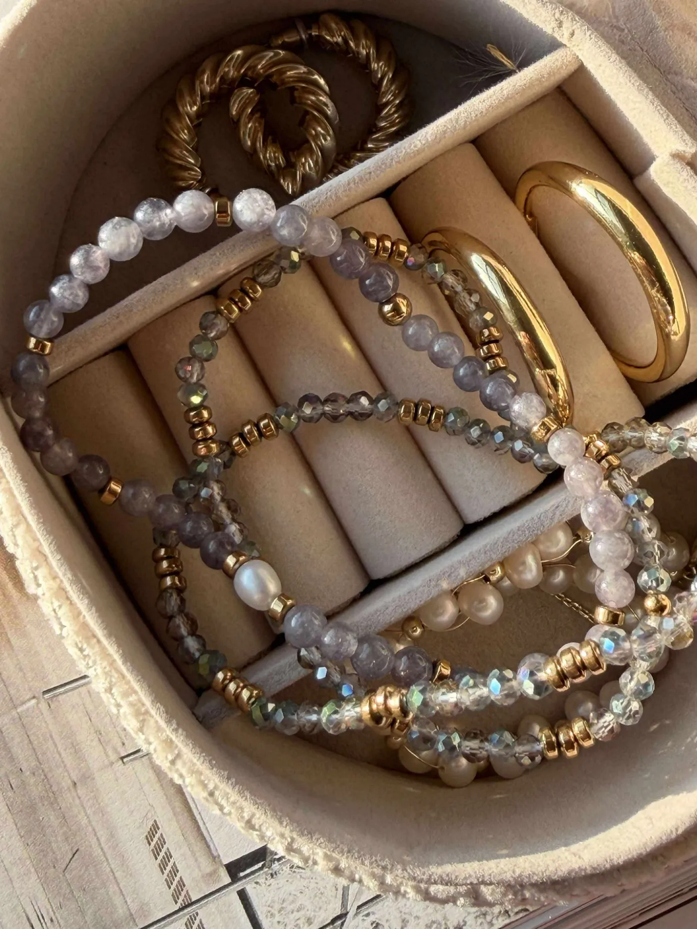 Armbånd Leah Lavendel/Stone – Sæt med 3 stk