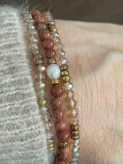 Armbånd Leah Natur/Cognac – Sæt med 3 stk