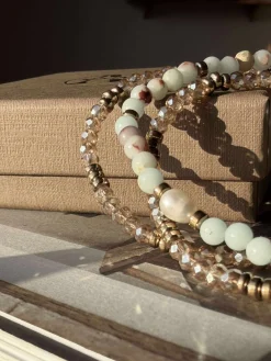 Armbånd Leah Sea Breeze/Natur – Sæt med 3 stk