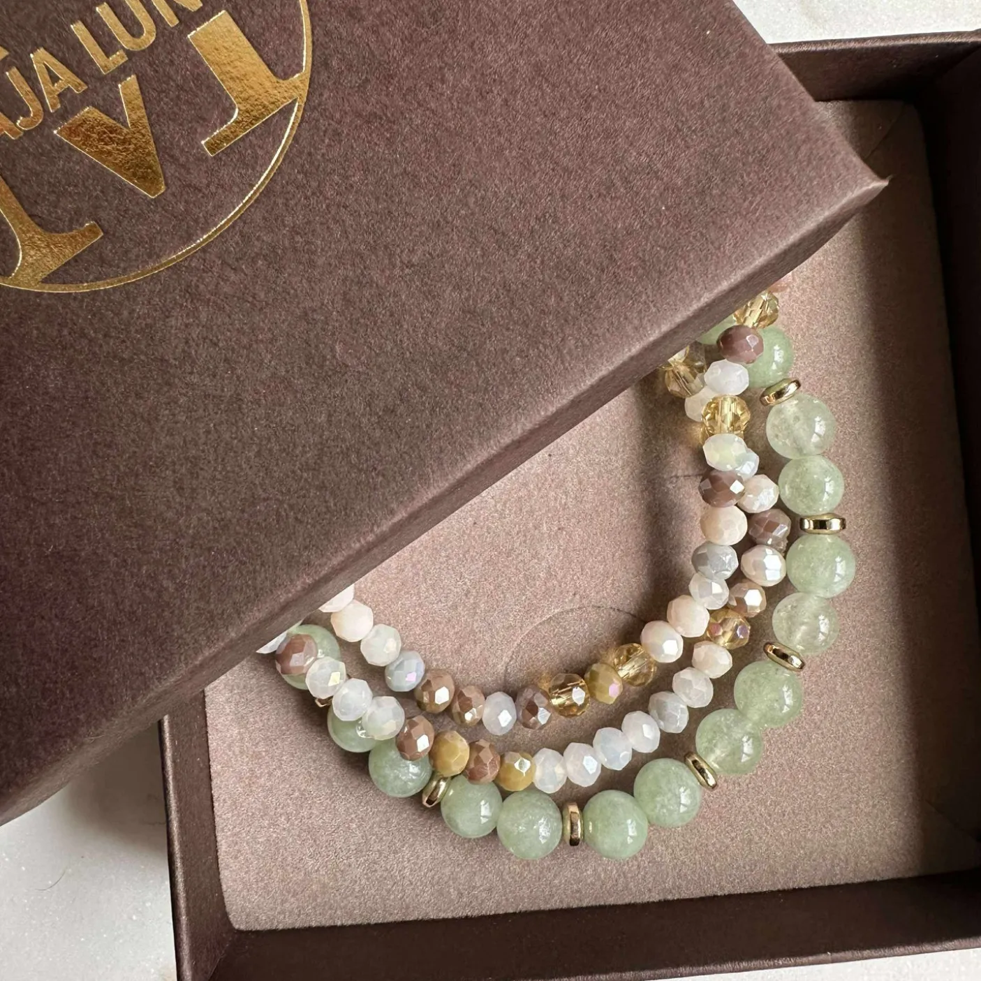 Armbånd Luna Jade Green – Sæt med 3 stk