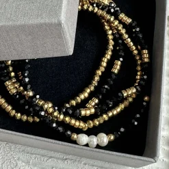 Armbånd MICHELLE Black / Pearl - 5 stk