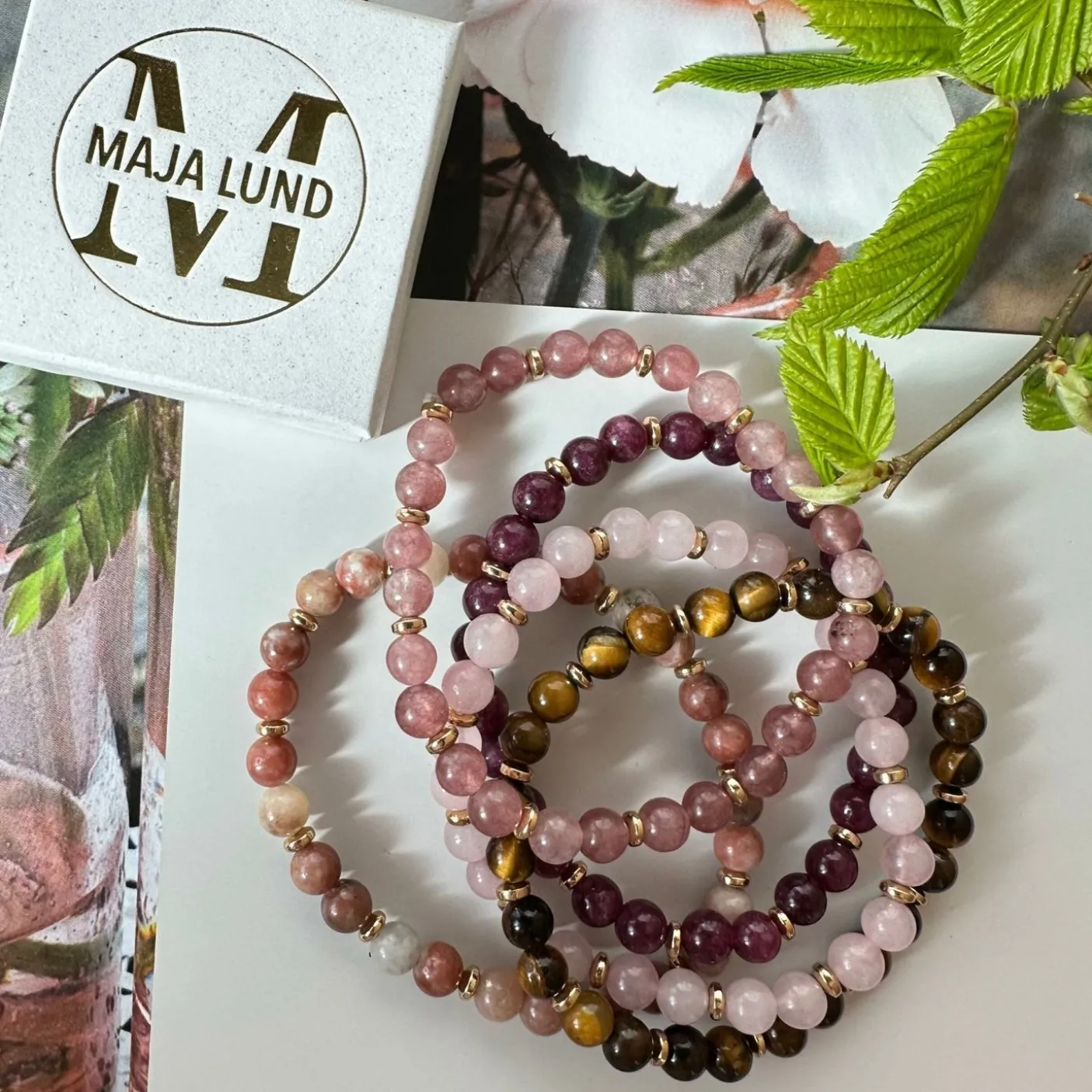 Armbånd Mollie – Natur / Rose mix