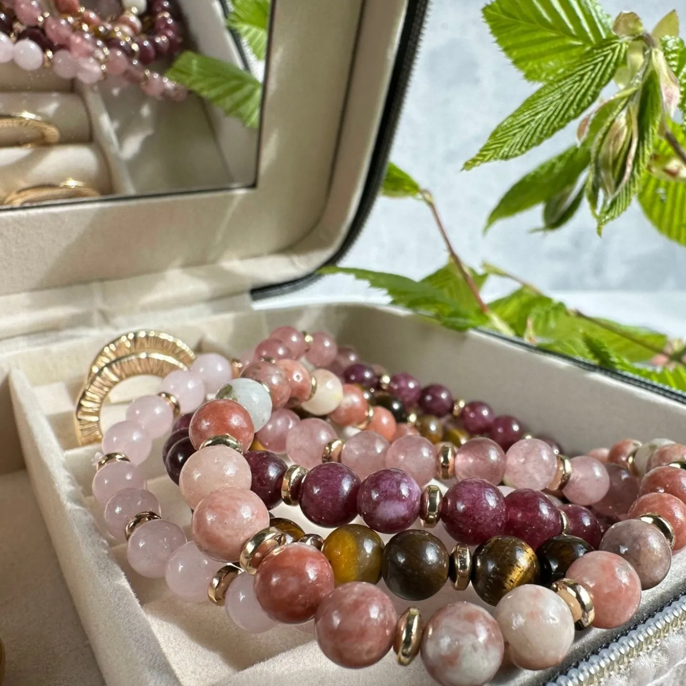 Armbånd Mollie – Natur / Rose mix