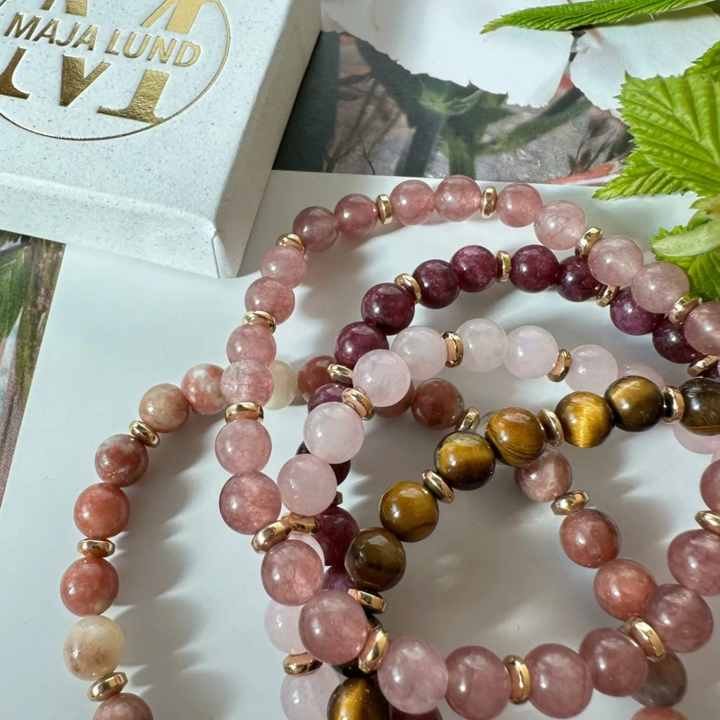 Armbånd Mollie – Natur / Rose mix