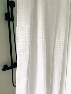 Badeværelsessæt: Badeforhæng & bademåtte / Hvid