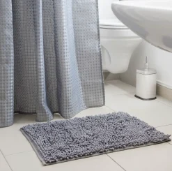 Badeværelsessæt: Badeforhæng & bademåtte / Grå