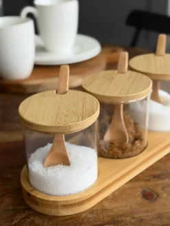 Bakke sæt med bakke, 3 glas og skeer