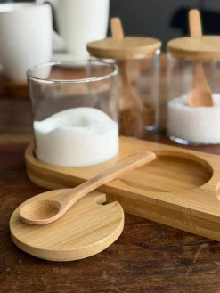 Bakke sæt med bakke, 3 glas og skeer