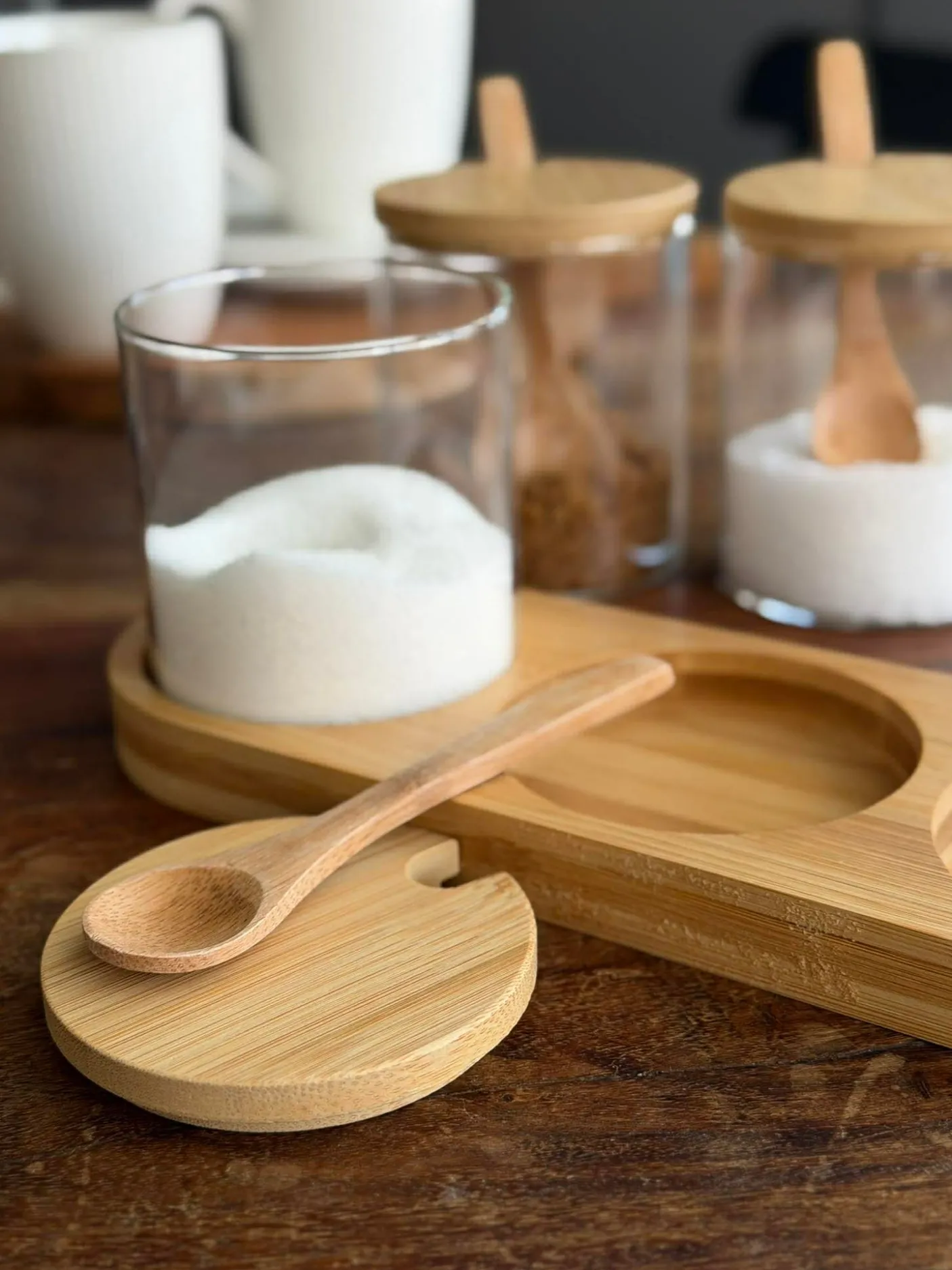 Bakke sæt med bakke, 3 glas og skeer