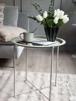 Bakkebord - Hvid metal