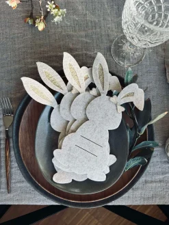 Bestikholder kanin Beige- Sæt med 4 stk