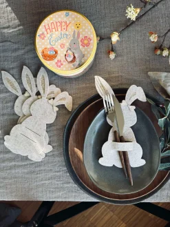 Bestikholder kanin Beige- Sæt med 4 stk