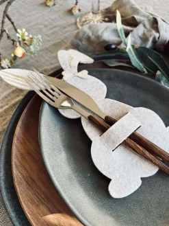 Bestikholder kanin Beige- Sæt med 4 stk