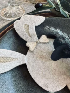 Bestikholder kanin Beige- Sæt med 4 stk