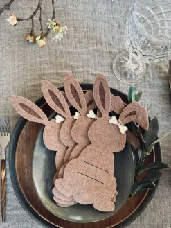 Bestikholder kanin brown - Sæt med 4 stk