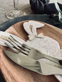 Bestikholder kanin Lys - Sæt med 4 stk