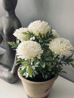 Blomst i rustik potte - Hvid