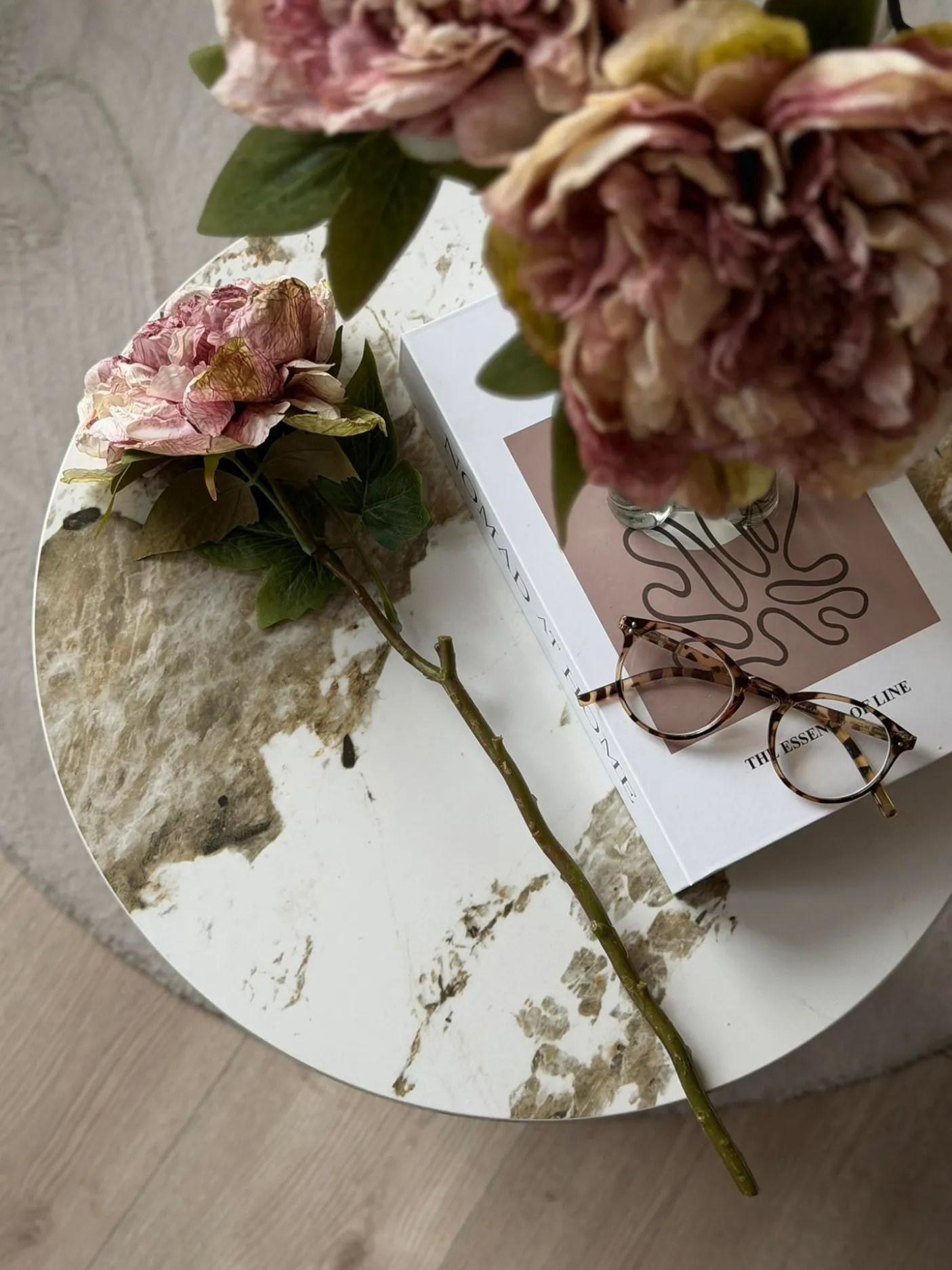 Blomst Pæon - Antik Cream / rosa