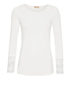Bluse BASIS med blondedetaljer – White