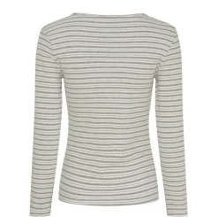 Bluse Christel strib - Grå meleret