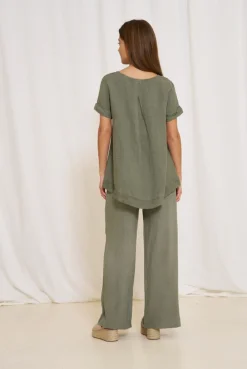 Bluse hørmix – Military