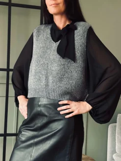 Bluse m. Sløjfe - Black