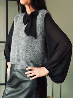 Bluse m. Sløjfe - Black