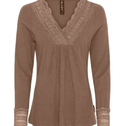 Bluse med blonde – Brown