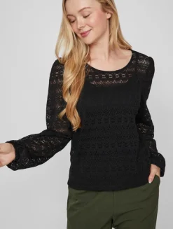 Bluse med blonde - Chikka Black