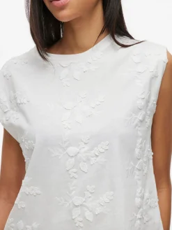 Bluse SASJA uden ærmer med broderi