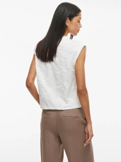 Bluse SASJA uden ærmer med broderi