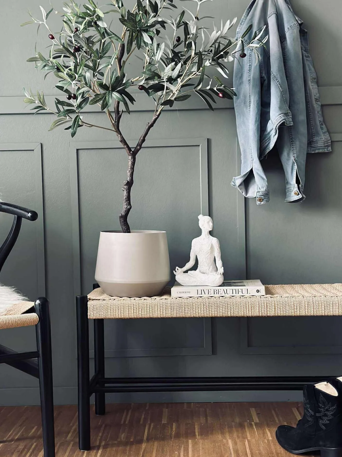 Bænk bøg Sort / natur - 120 cm