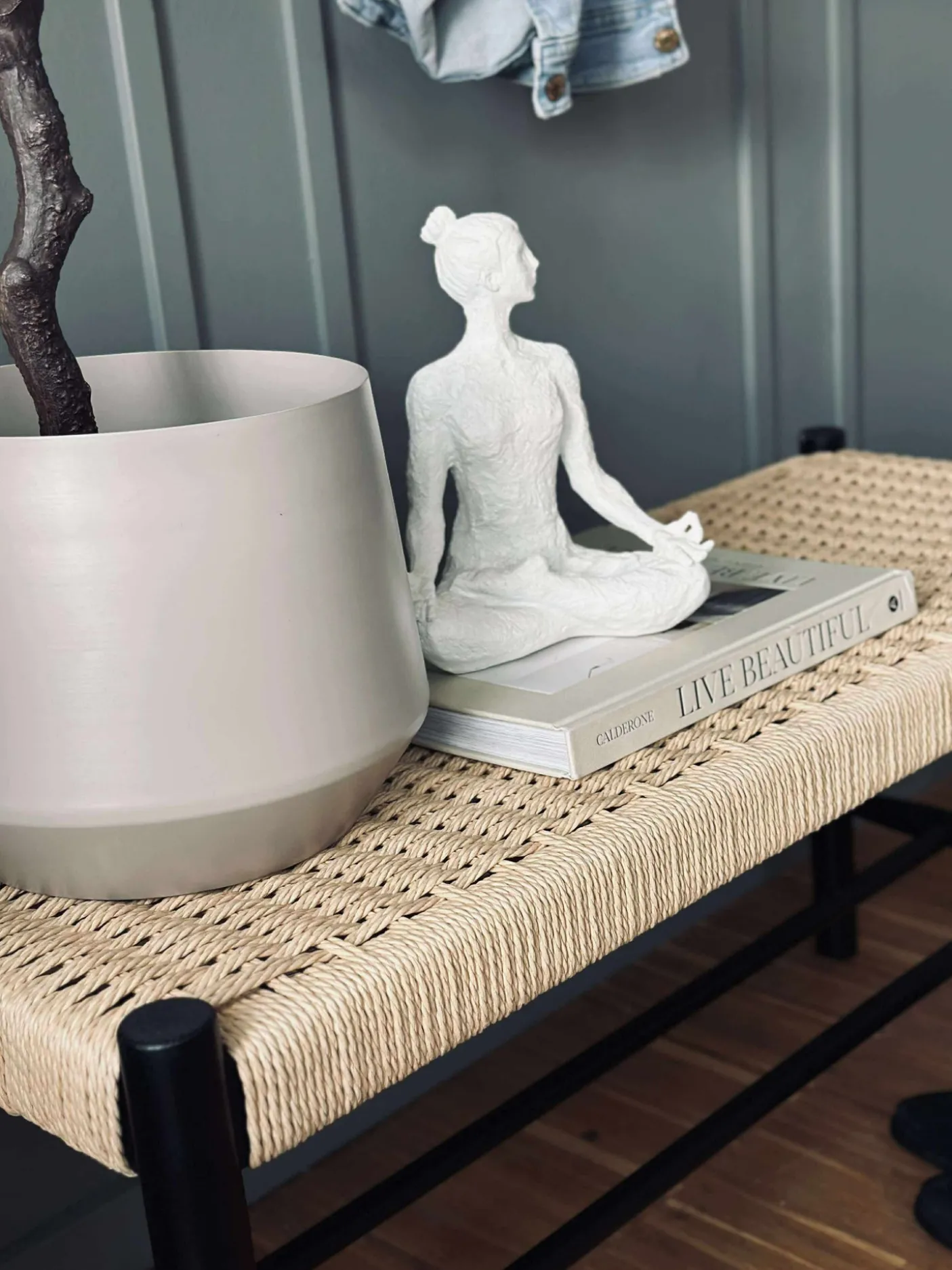 Bænk bøg Sort / natur - 90 cm