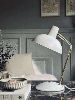 Bordlampe Retro - Hvid / guld
