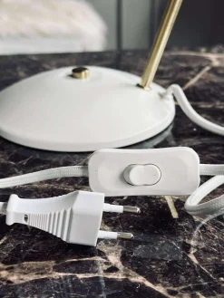 Bordlampe Retro - Hvid / guld