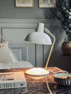 Bordlampe Retro - Hvid / guld