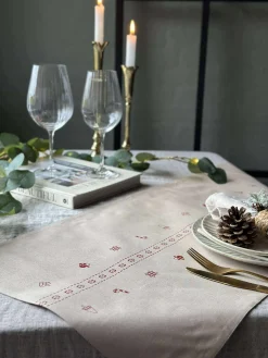 Bordløber Jul - 40x140 cm - Beige