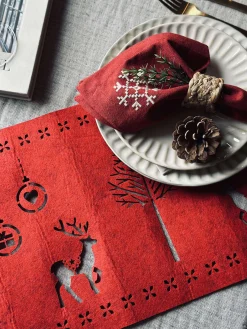 Bordløber Jul - 30x120 cm - Rød filt