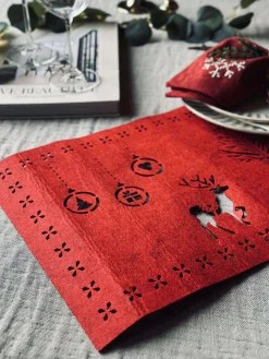 Bordløber Jul - 30x120 cm - Rød filt