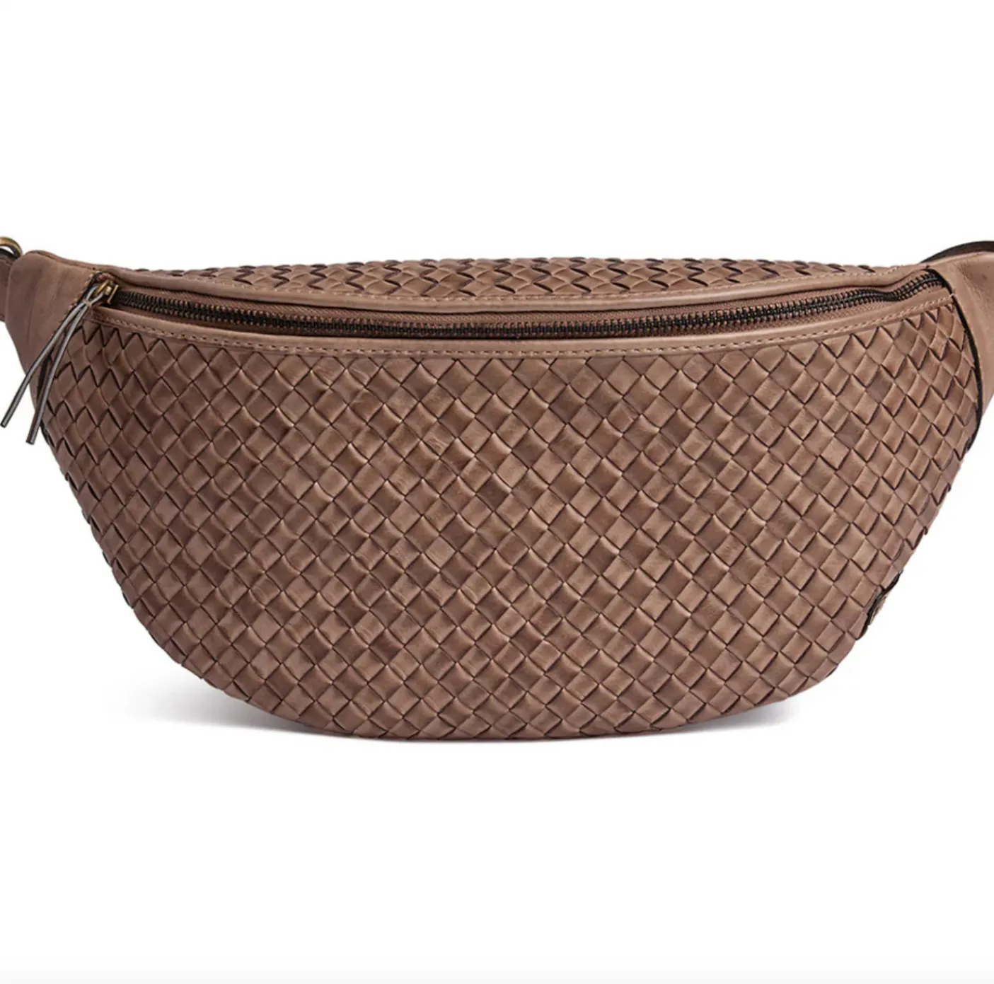 Bumbag flettet kalveskind - Taupe