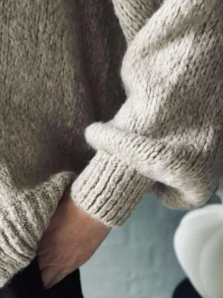 Cardigan med sløjfer - Beige
