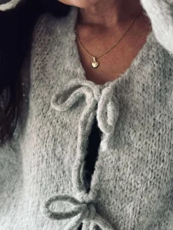 Cardigan med sløjfer - Grå