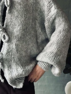 Cardigan med sløjfer - Grå